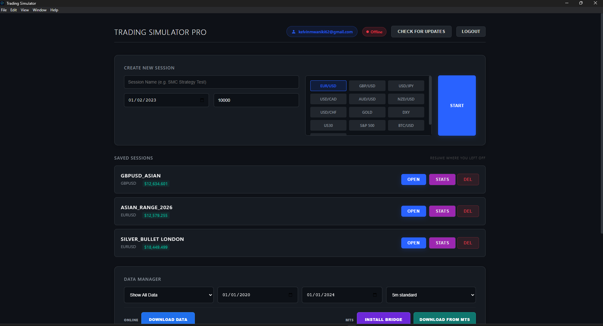 Trading Simulator Pro desktop application
